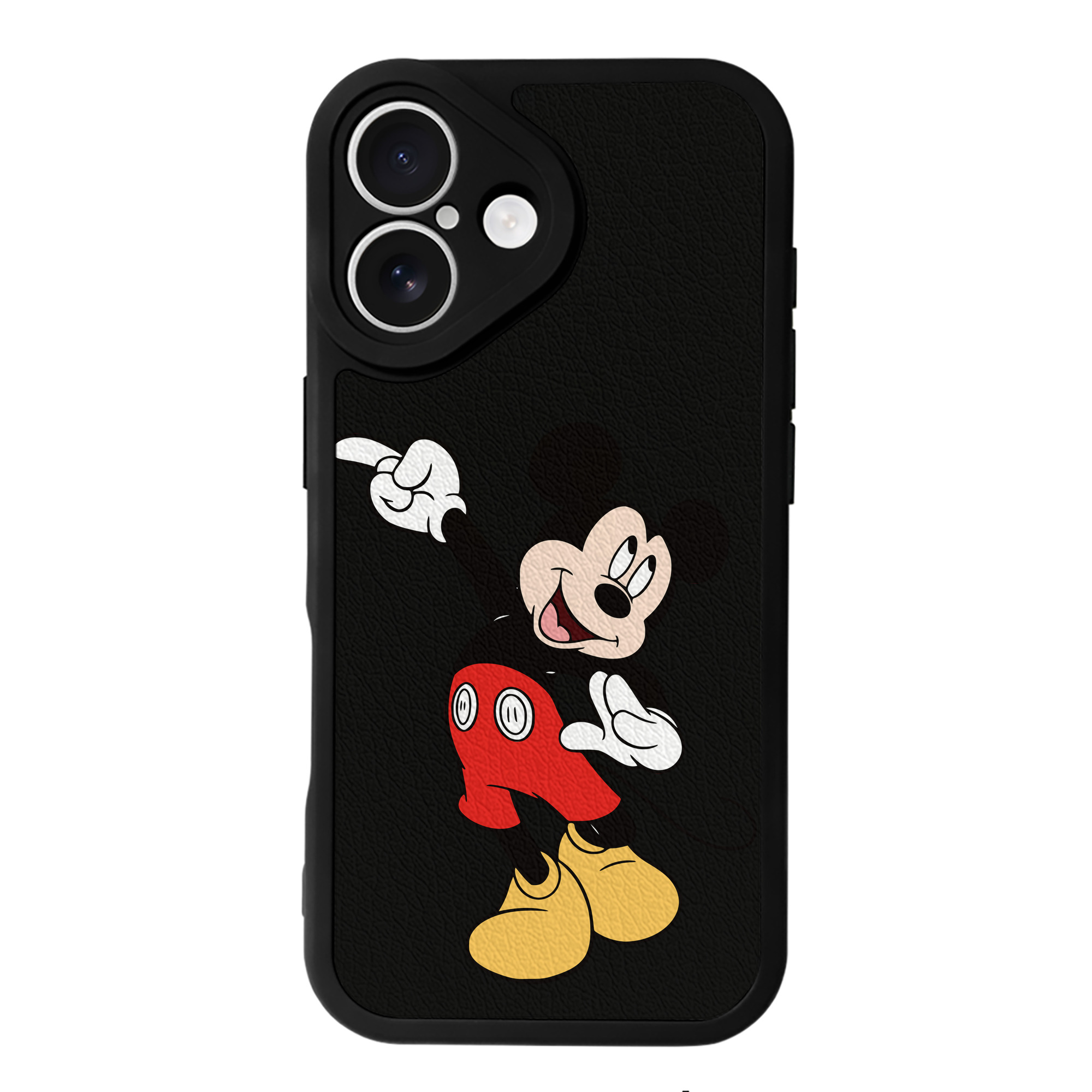 （画像用） ミッキーマウス Mickey Mouse 【iPhone 16シリーズ対応】シリコンスマホケース（レザー調） 材質：シリコン